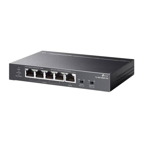TP-Link TL-SG1005P-PD Switch 5 Porte RJ45 1Gbps - Copertura Fino a 250m con Cavo - Commutazione Fino a 10Gbps - Recupero Automatico - Plug and Play - Carcassa Metallica - Colore Nero