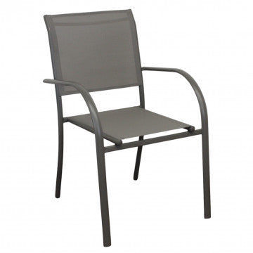 Poltrona impilabile struttura alluminio seduta schienale textilene 56x63x86cm