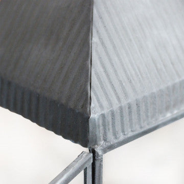 Lanterna piccola in metallo e vetro grigio 11x11x36,5 cm