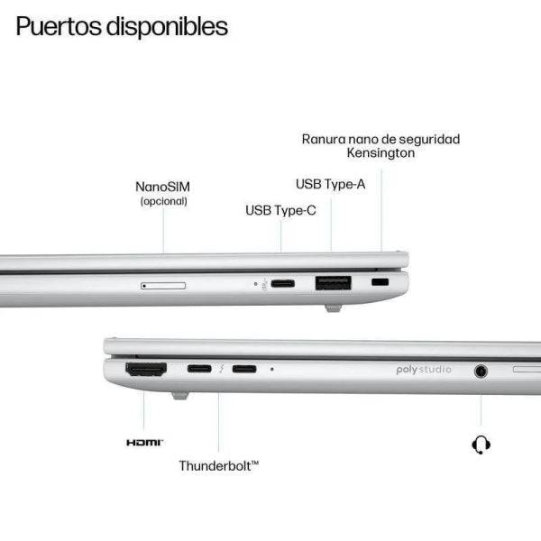 HP Elitebook 8 G1i Portatil 14" Intel Core Ultra 5 225U - 16GB - 512GB SSD - HDMI, USB 3.2, USB-C, Thunderbolt - Windows 11 Pro - Teclado QWERTY (ES)