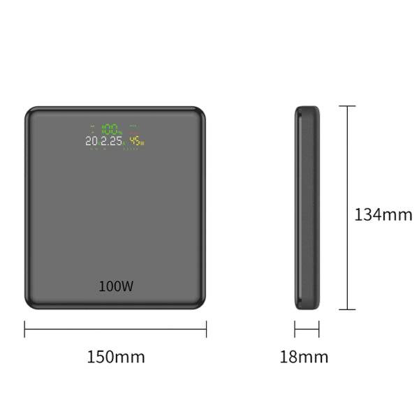 Leotec Powerbank 20.000 mAh - Ricarica Veloce 100W - Display LED - 4 Porte - Colore Nero