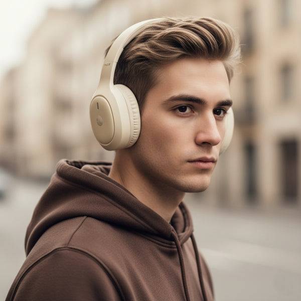 NGS Artica Tempest Cuffie Bluetooth 6.0 - Batteria Estraibile - Pieghevole - Autonomia fino a 80h - Colore Beige