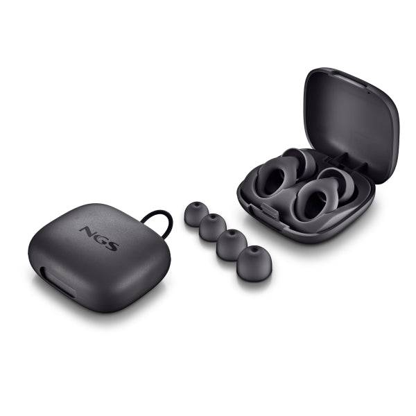 NGS Noon Tapones para Oidos con Reduccion de Ruido - Silicona - Funda y 4 Almohadillas - Colore Nero