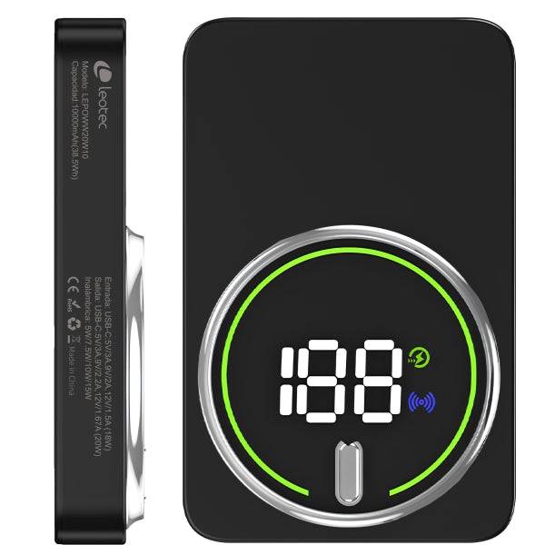 Leotec Powerbank Wireless 10.000 mAh - PD 20W - Qi 15W - Colore Nero