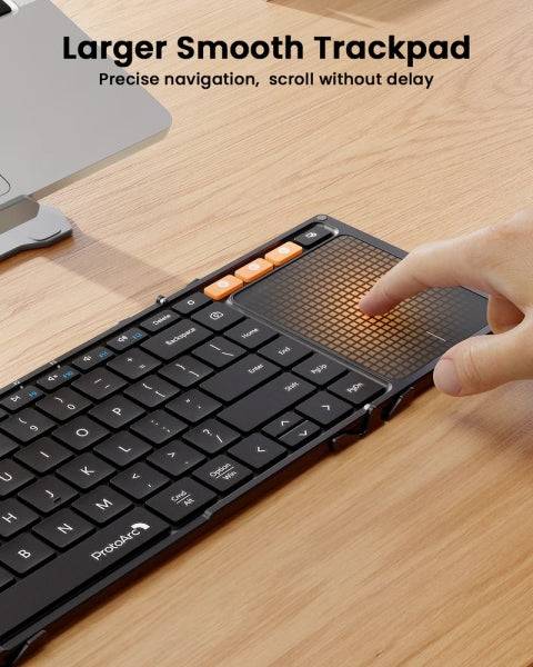ProtoArc XK01-TP Tastiera Portatile Pieghevole a Triplo - Bluetooth - Con Touchpad - Connessione fino a 3 Dispositivi - Colore Nero