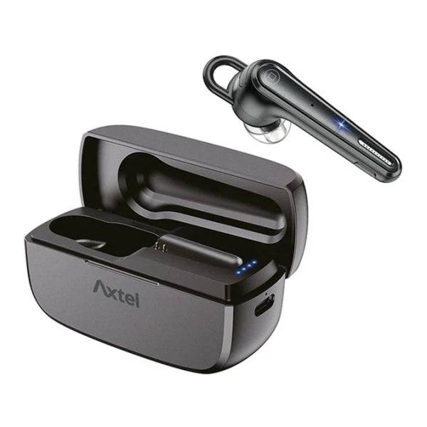 Axtel BT25 Auricolare con Microfono Bluetooth - 8 Ore di Autonomia in Conversazione - Cancellazione del Rumore - Custodia di Ricarica - Ultraleggero