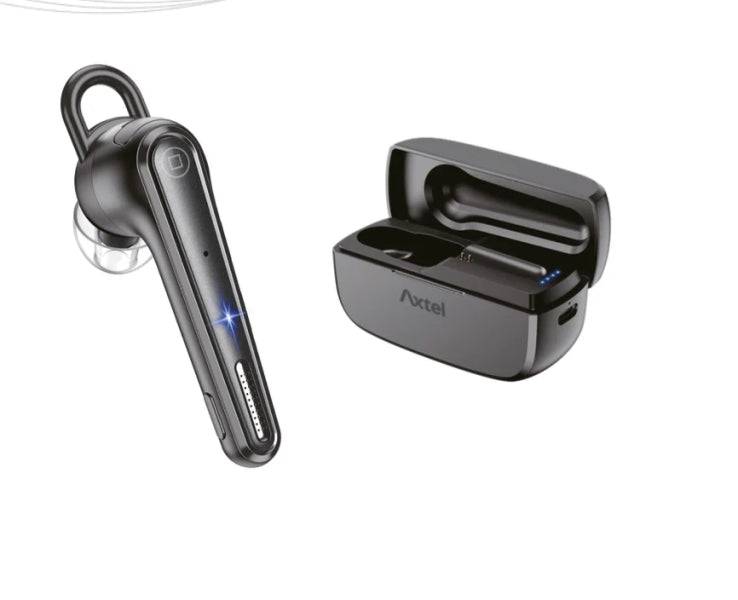 Axtel BT25 Auricolare con Microfono Bluetooth - 8 Ore di Autonomia in Conversazione - Cancellazione del Rumore - Custodia di Ricarica - Ultraleggero