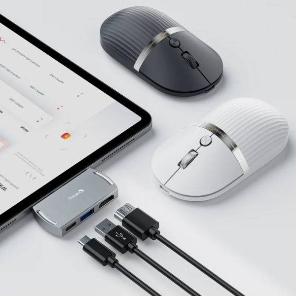 ProtoArc Hubmouse Mouse Wireless con Hub USB - Bluetooth - 2400dpi - Hub 1x USB-C, 1x USB-A, 1x HDMI - Colore Nero