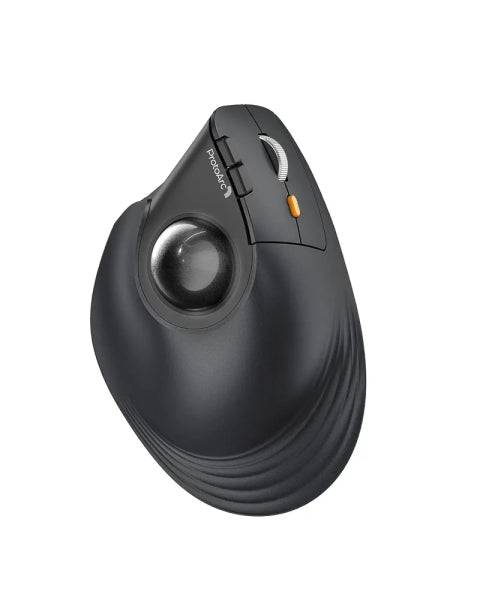 ProtoArc EM05 NL Mouse Verticale Trackball Ergonomico Wireless - 1600 dpi - Bluetooth + 2.4Ghz - Batteria Ricaricabile - Multidispositivo - Colore Nero e Arancione