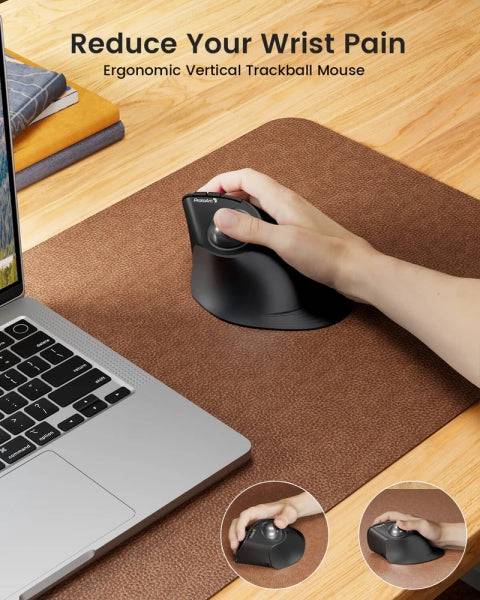 ProtoArc EM05 NL Mouse Verticale Trackball Ergonomico Wireless - 1600 dpi - Bluetooth + 2.4Ghz - Batteria Ricaricabile - Multidispositivo - Colore Nero e Arancione