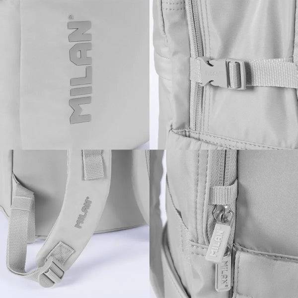 Milan Shadow Zaino 25L - 2 Tasche Anteriori, 2 Tasche Laterali, Scomparto Imbottito per Laptop fino a 16" - Maniglie Regolabili e Imbottite - Colore Grigio