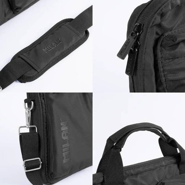 Milan Shadow Valigetta per Laptop fino a 17" - Scomparto Principale Imbottito - 3 Tasche Esterne - Manici e Tracolla - Chiusura a Zip - Colore Nero