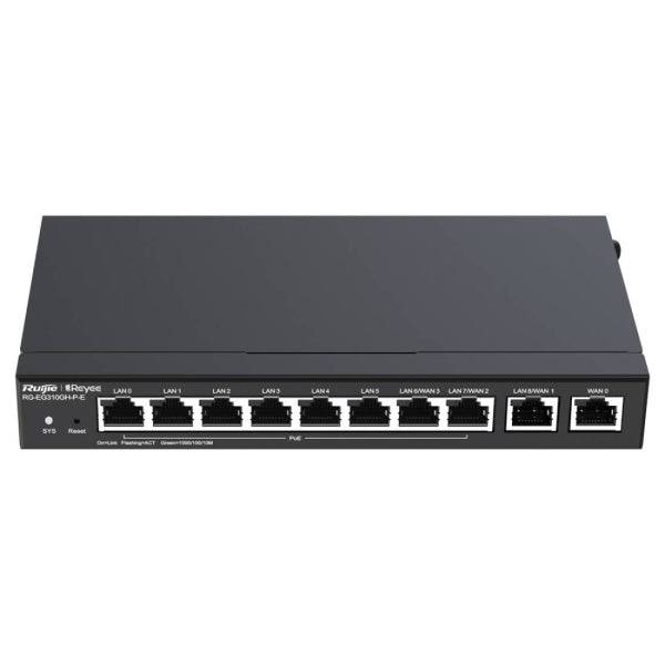 Ruijie RG-EG310GH-P-E Router de Sobremesa - 10 Puertos - 8x PoE+ 110W - 1.5Gbps - Capacità hasta 300 Usuarios - Gestion en la Nube - Colore Nero