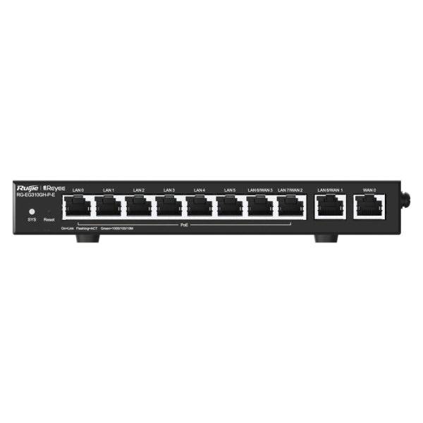 Ruijie RG-EG310GH-P-E Router de Sobremesa - 10 Puertos - 8x PoE+ 110W - 1.5Gbps - Capacità hasta 300 Usuarios - Gestion en la Nube - Colore Nero