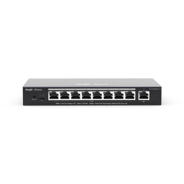 Ruijie RG-ES209GC-P Switch de Sobremesa - 9 Puertos - Velocidad hasta 1Gbps - PoE/PoE+ hasta 120W - Carcasa de Acero - Gestion Inteligente - Colore Nero