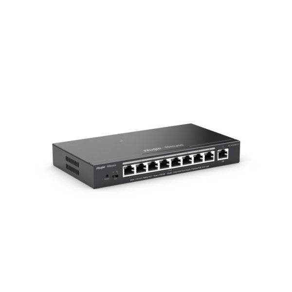 Ruijie RG-ES209GC-P Switch de Sobremesa - 9 Puertos - Velocidad hasta 1Gbps - PoE/PoE+ hasta 120W - Carcasa de Acero - Gestion Inteligente - Colore Nero