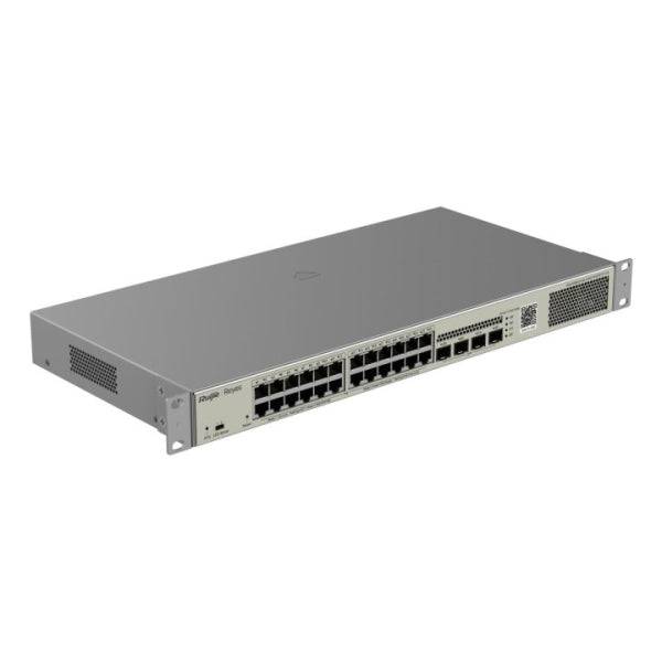 Ruijie RG-NBS3100-24GT4SFP-P-V2 Switch Gestionado en Capa 2 - Montaje en Rack 1U - 24 Puertos Ethernet hasta 1Gbps - 4x SFP 1Gbps - PoE/PoE+ hasta 370W - Colore Acero
