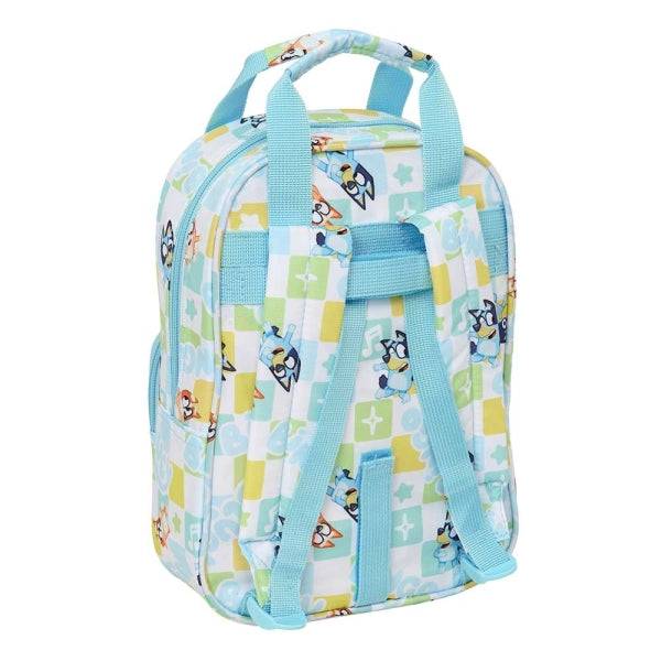 Safta Bluey Ready Zaino Infantile - Cartoncino Identificazione Personale - Tasca Frontale - Spalline Imbottite - 20x28x8cm - Colore Blu Pastello