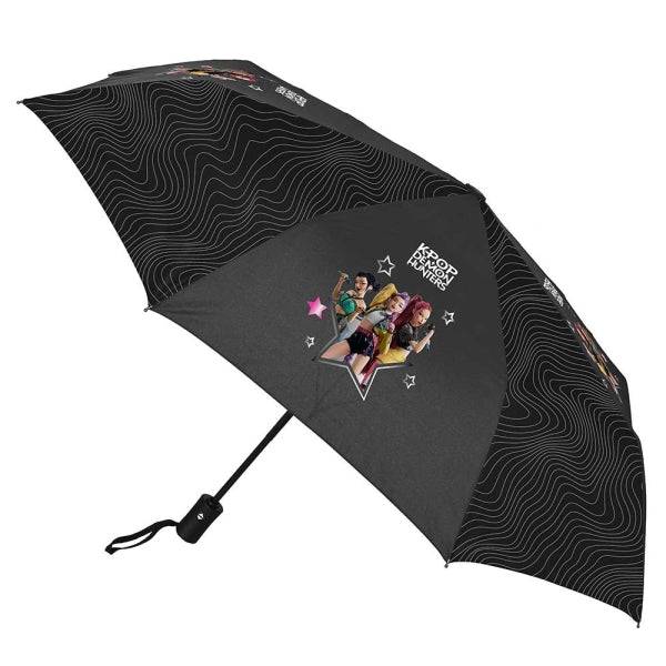 Safta K-Pop Demon Hunters Energy Ombrello Automatico - Pieghevole - Cupola con 8 Pannelli - Diametro 58cm - Manico Gommato - Poliestere - Colore Nero