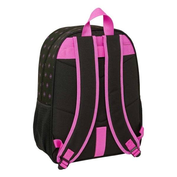 Safta K-Pop Demon Hunters Zaino - Adattabile a Trolley - Tasca Frontale - Portabottiglie - Zip con Doppia Trazione - Manico di Mano - Spallacci e Schiena Imbottita - 33x42x14cm - Colore Nero e Rosa