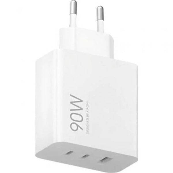 Xiaomi 90W Hypercharge Caricabatterie GaN da Parete per Smartphone - 2xUSB-C + 1xUSB-A - Ricarica Rapida - Colore Bianco