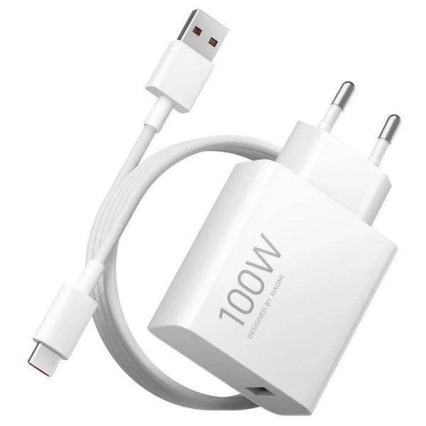 Xiaomi Caricabatterie GAN 100W da Parete per Smartphone USB-A 100W + Cavo - Identificazione Intelligente Dispositivi - Colore Bianco