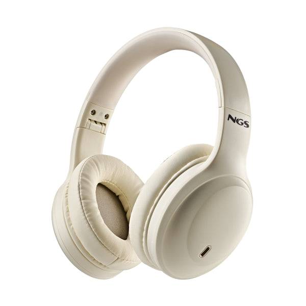 NGS Artica Galcier Cuffie Bluetooth - Batteria Estraibile - Autonomia fino a 75h - Colore Beige