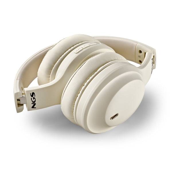 NGS Artica Galcier Cuffie Bluetooth - Batteria Estraibile - Autonomia fino a 75h - Colore Beige