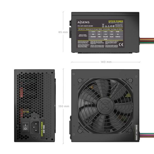 Aisens ASPC-500ATX-SEOBK Alimentatore 500W ATX - Ventola 120mm - OEM - Colore Nero