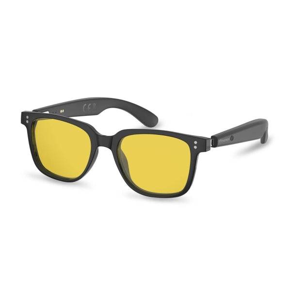Energy Sistem Day Mode Music Occhiali Bluetooth - Filtro Anti Luce Blu e Protezione UV400 - Lenti Gialle - Riproduzione Musica - Microfono e Assistente Vocale - IPX5 - Controllo Tattile - Autonomia 5 ore - Colore Nero