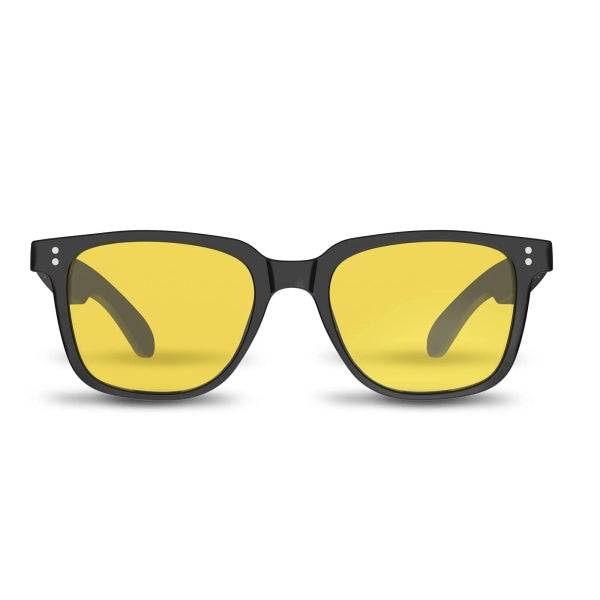 Energy Sistem Day Mode Music Occhiali Bluetooth - Filtro Anti Luce Blu e Protezione UV400 - Lenti Gialle - Riproduzione Musica - Microfono e Assistente Vocale - IPX5 - Controllo Tattile - Autonomia 5 ore - Colore Nero