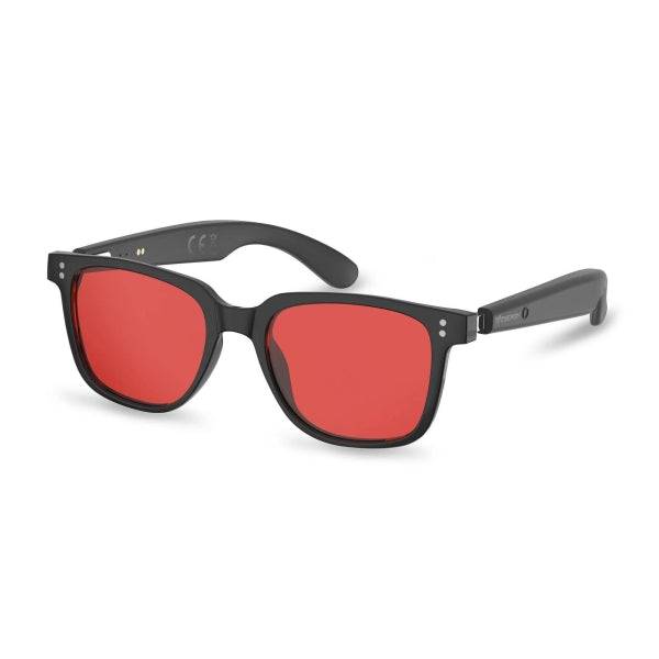 Energy Sistem Night Mode Music Occhiali Bluetooth - Filtro Anti Luce Blu e Protezione UV400 - Lenti Rossi - Riproduzione Musica - Microfono e Assistente Vocale - IPX5 - Controllo Tattile - Autonomia 5 ore - Colore Nero