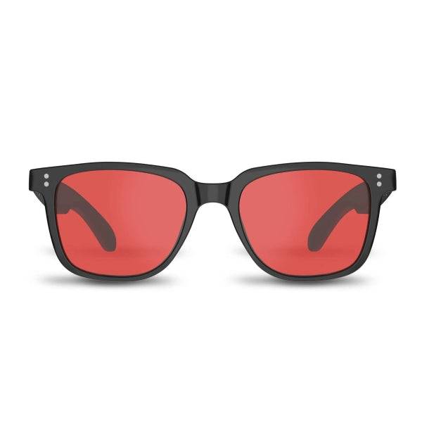 Energy Sistem Night Mode Music Occhiali Bluetooth - Filtro Anti Luce Blu e Protezione UV400 - Lenti Rossi - Riproduzione Musica - Microfono e Assistente Vocale - IPX5 - Controllo Tattile - Autonomia 5 ore - Colore Nero
