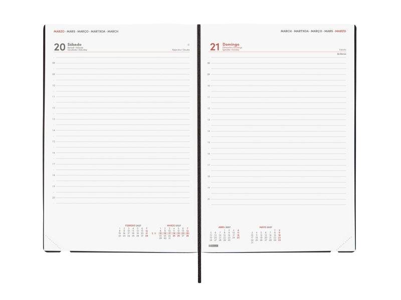 Finocam Dynamic Mara Agenda Professionale - Annuale 2027 - 1 Giorno per Pagina - Formato Y11 - 165x240mm - Elastico - Copertina Morbida in PU - Angoli Microforati - Carta da 80g/m2
