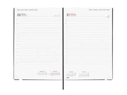 Finocam Dynamic Mara Agenda Professionale - Annuale 2027 - 1 Giorno per Pagina - Formato Y11 - 165x240mm - Elastico - Copertina Morbida in PU - Angoli Microforati - Carta da 80g/m2