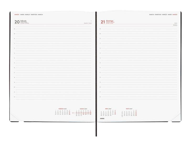 Finocam Dynamic Mara Agenda Professionale - Annuale 2027 - 1 Giorno per Pagina - Formato Y12 - 210x270mm - Elastico - Copertina Morbida in PU - Angoli Microforati - Carta da 80g/m2