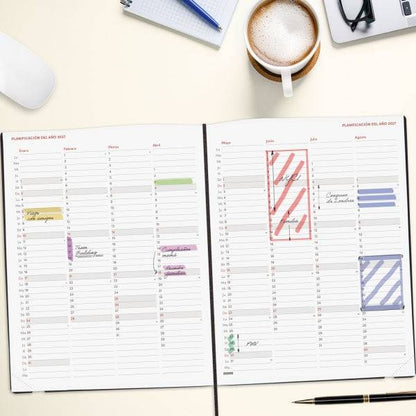 Finocam Dynamic Mara Agenda Professionale - Annuale 2027 - 1 Giorno per Pagina - Formato Y12 - 210x270mm - Elastico - Copertina Morbida in PU - Angoli Microforati - Carta da 80g/m2