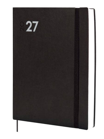 Finocam Dynamic Mara Agenda Professionale in Catalano - Annuale 2027 - 1 Giorno per Pagina - Formato Y12 - 210x270mm - Elastico - Copertina Morbida in PU - Angoli Microforati - Carta 80g/m2 - Nero