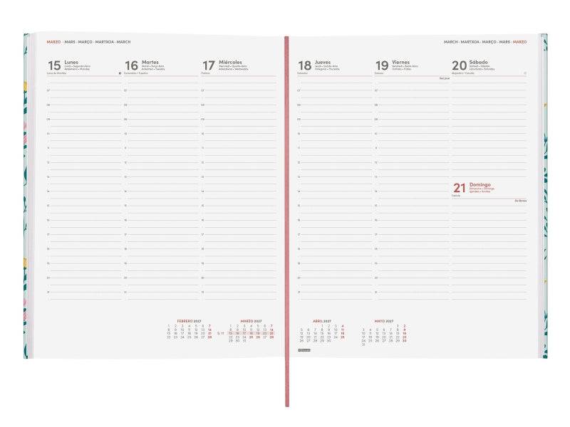Finocam Dynamic Berlin Trigo Agenda Professionale - Annuale 2027 - Visualizzazione Settimanale Verticale - 210x270mm - Elastico - Copertina Rigida Imbottita - Angoli Microforati - Carta da 80g/m2 - Multicolore