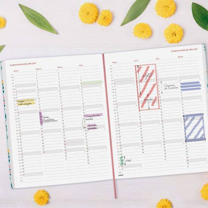 Finocam Dynamic Berlin Trigo Agenda Professionale - Annuale 2027 - Visualizzazione Settimanale Verticale - 210x270mm - Elastico - Copertina Rigida Imbottita - Angoli Microforati - Carta da 80g/m2 - Multicolore