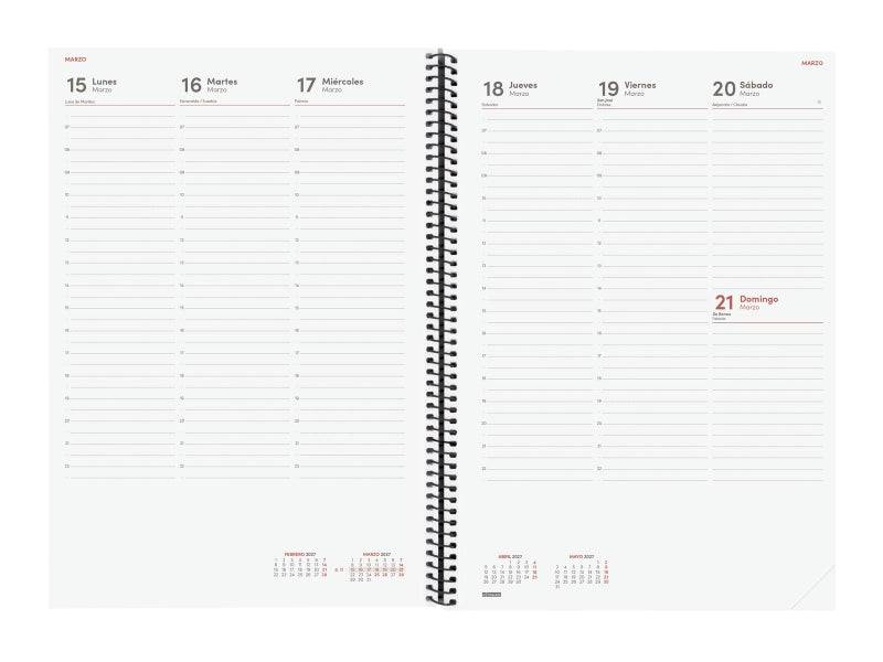 Finocam Spirale Basics Opaque Agenda Professionale - Annuale 2027 - Settimana Vista Verticale - Formato E40 - 210x297mm - Spirale - Copertina in Polipropilene - Angoli Microforati - Carta da 80g/m2