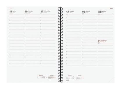 Finocam Spirale Basics Opaque Agenda Professionale - Annuale 2027 - Settimana Vista Verticale - Formato E40 - 210x297mm - Spirale - Copertina in Polipropilene - Angoli Microforati - Carta da 80g/m2