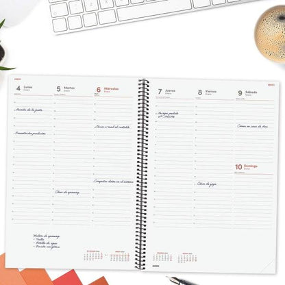 Finocam Spirale Basics Opaque Agenda Professionale - Annuale 2027 - Settimana Vista Verticale - Formato E40 - 210x297mm - Spirale - Copertina in Polipropilene - Angoli Microforati - Carta da 80g/m2
