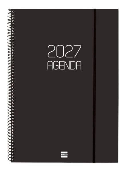 Finocam Spirale Basics Opaque Agenda Professionale - Annuale 2027 - Settimana Vista Verticale - Formato E40 - 210x297mm - Spirale - Copertina in Polipropilene - Angoli Microforati - Carta da 80g/m2