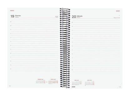 Finocam Espiral Basics Opaque Agenda - Annuale 2027 - 1 Giorno per Pagina - Formato E11 - 165x242mm - Spirale - Copertina in Polipropilene - Angoli Microforati - Carta da 70g/m2