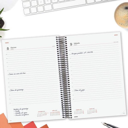 Finocam Espiral Basics Opaque Agenda - Annuale 2027 - 1 Giorno per Pagina - Formato E11 - 165x242mm - Spirale - Copertina in Polipropilene - Angoli Microforati - Carta da 70g/m2