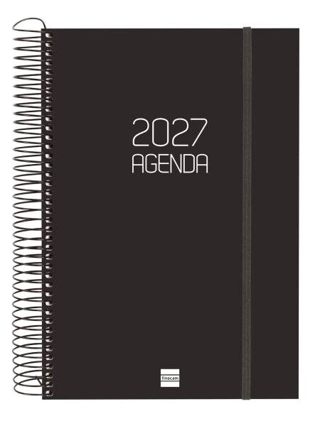 Finocam Espiral Basics Opaque Agenda - Annuale 2027 - 1 Giorno per Pagina - Formato E11 - 165x242mm - Spirale - Copertina in Polipropilene - Angoli Microforati - Carta da 70g/m2