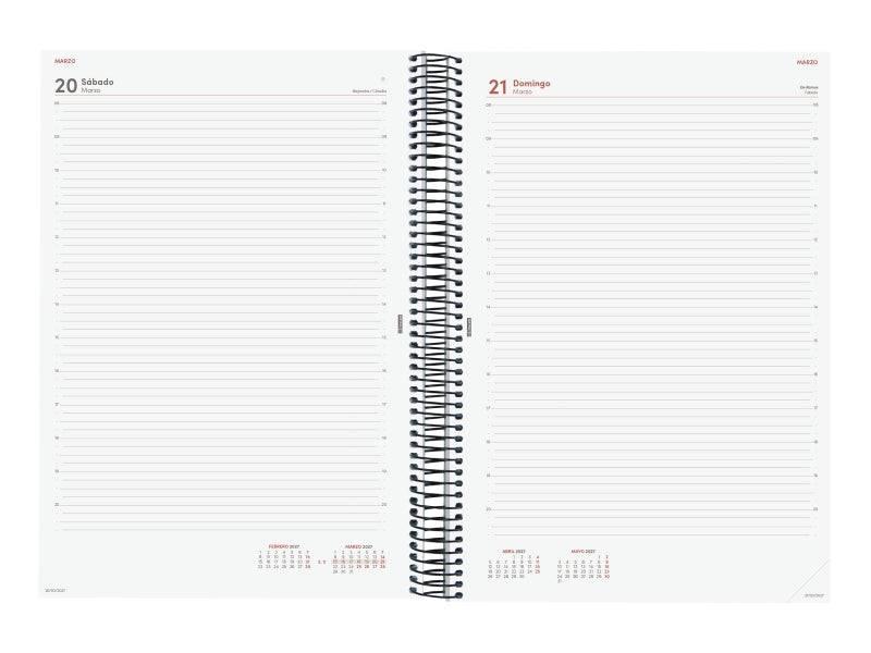 Finocam Espiral Basics Opaque Agenda - Annuale 2027 - 1 Giorno per Pagina - Formato E40 - 210x297mm - Spirale - Copertina in Polipropilene - Angoli Microforati - Carta da 70g/m2