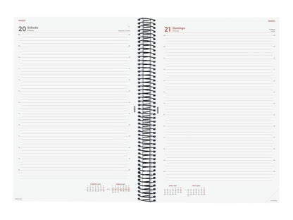 Finocam Espiral Basics Opaque Agenda - Annuale 2027 - 1 Giorno per Pagina - Formato E40 - 210x297mm - Spirale - Copertina in Polipropilene - Angoli Microforati - Carta da 70g/m2