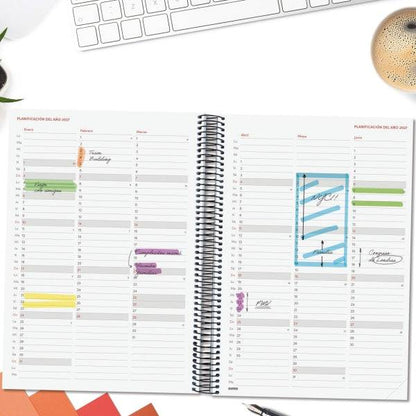Finocam Espiral Basics Opaque Agenda - Annuale 2027 - 1 Giorno per Pagina - Formato E40 - 210x297mm - Spirale - Copertina in Polipropilene - Angoli Microforati - Carta da 70g/m2